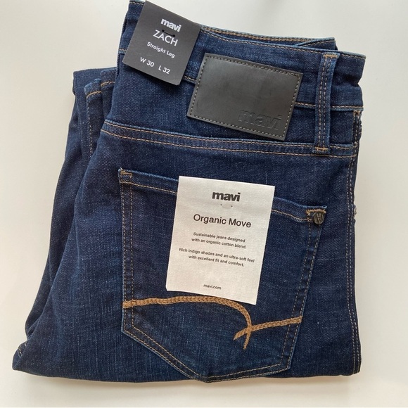 Mavi men jeans 30/32 NWT Zach straight  indigo blue stretch denim organic move - Picture 3 of 12